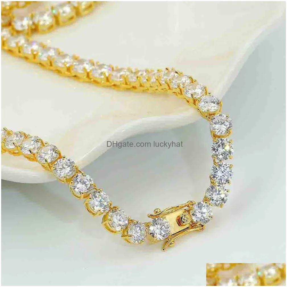 18k gold plated iced out cz cubic zircon hip hop tennis necklace chains 5 6 mm full diamond rapper jewelry gifts for boys and men