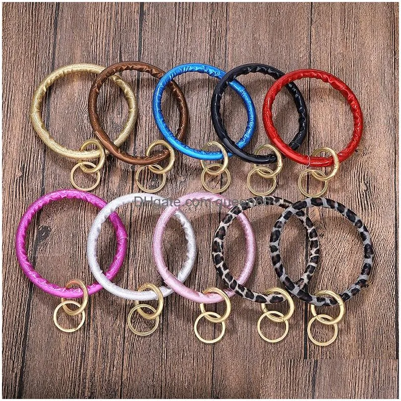 new designer cute keychains pure color silicone bangle bracelet keyring tassel circle key ring keychain wristlet for women girls