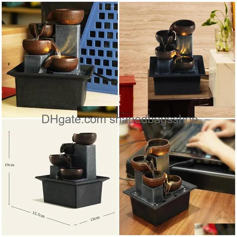 watering equipments tabletop fountain ornaments home gardening decoration rockery water crafts gifts desktop decorations eu plug