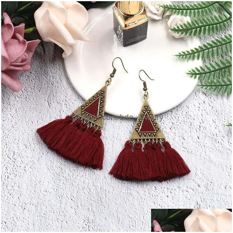  charm jewelry for laday dangle bohemian colorful tassel earrings boho ethnic long fringed earring for women drop ear rings