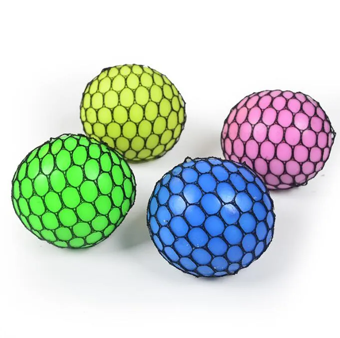 mesh squishy balls anti stress squeeze grape balls with water beads sensory fidget toy for anxiety relief for children and adults 6cm randomly color