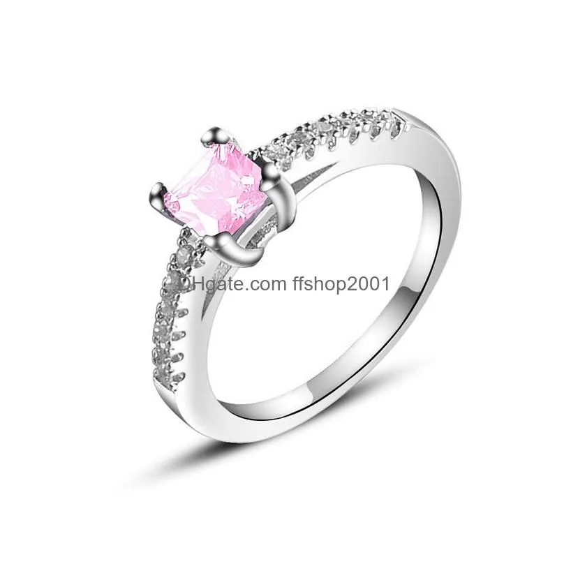 silver pink love cz ring for fashion women cute fine jewelry 2021 wedding accessories gift