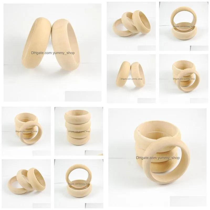 natural wood color embryo wooden bangle bracelet wood jewelry accessories kids wooden loose parts embryo bangle for diy painting