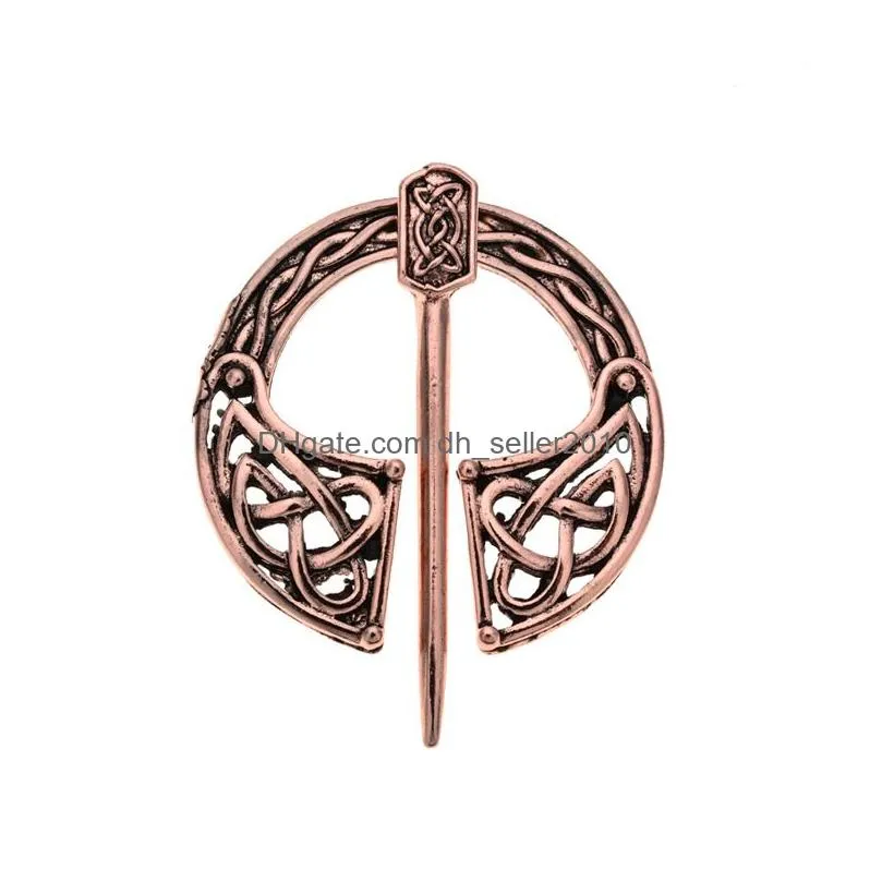 New Fashion Antique Copper Silver Vintage Womens Scarf Brooch Clip Cardigan Sweater Lapel Round Pins Brooches Jewelry Gifts for Girl