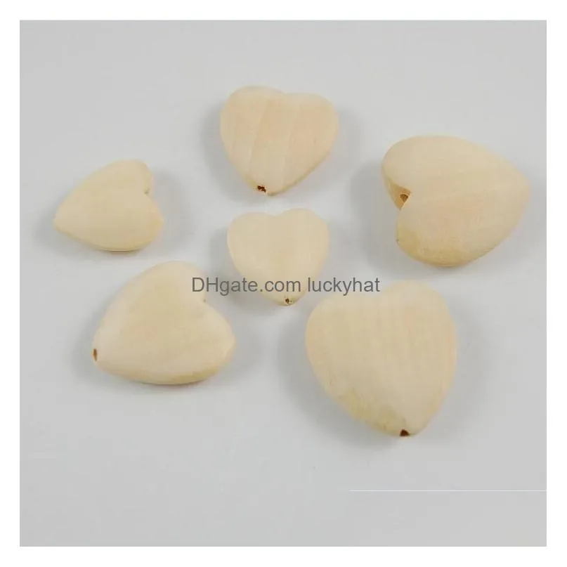 50pieces 2040mm natural wood color heart wooden beads love jewelry charms bead accessories for necklace earrings diy making crafts