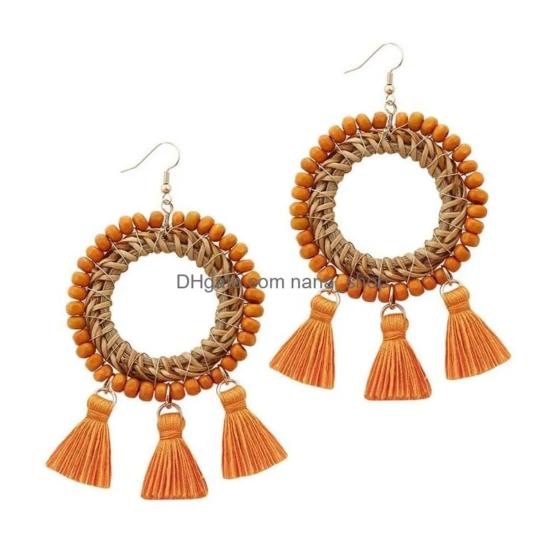 dangle earrings for women chandelier handmade long tassel drop hoop earring ethnic bohemian beaded tassel summer beach jewelry gift