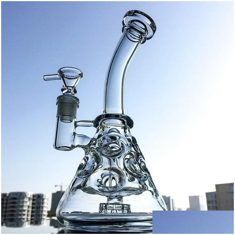 fab egg glass beaker bongs hookahs showerhead perc bong 9 inch mini recycler dab rig water pipes small oil rigs wax bubbler smooth pipe