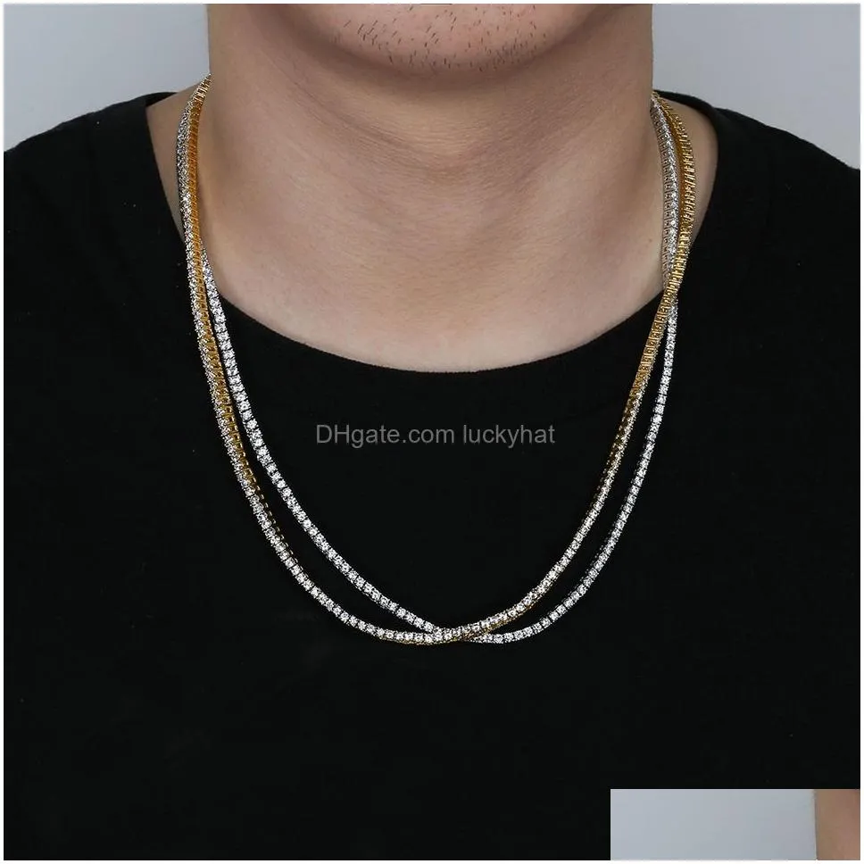 18k gold plated iced out cz cubic zircon hip hop tennis necklace chains 5 6 mm full diamond rapper jewelry gifts for boys and men