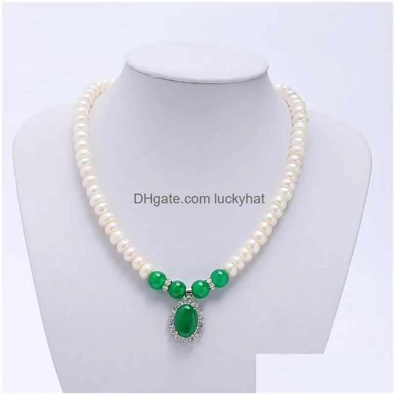 new fashion freshwater pearl beaded necklace multigrain natural green red pendant charm ladies mother style texture atmosphere real wholesale gifts for