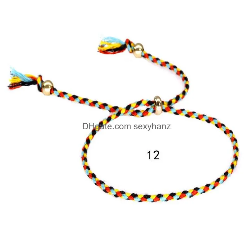  fashion handmade multicolor cotton rope woven vsco gril lucky friendship bracelet rainbow bohemian braided anklet for women and