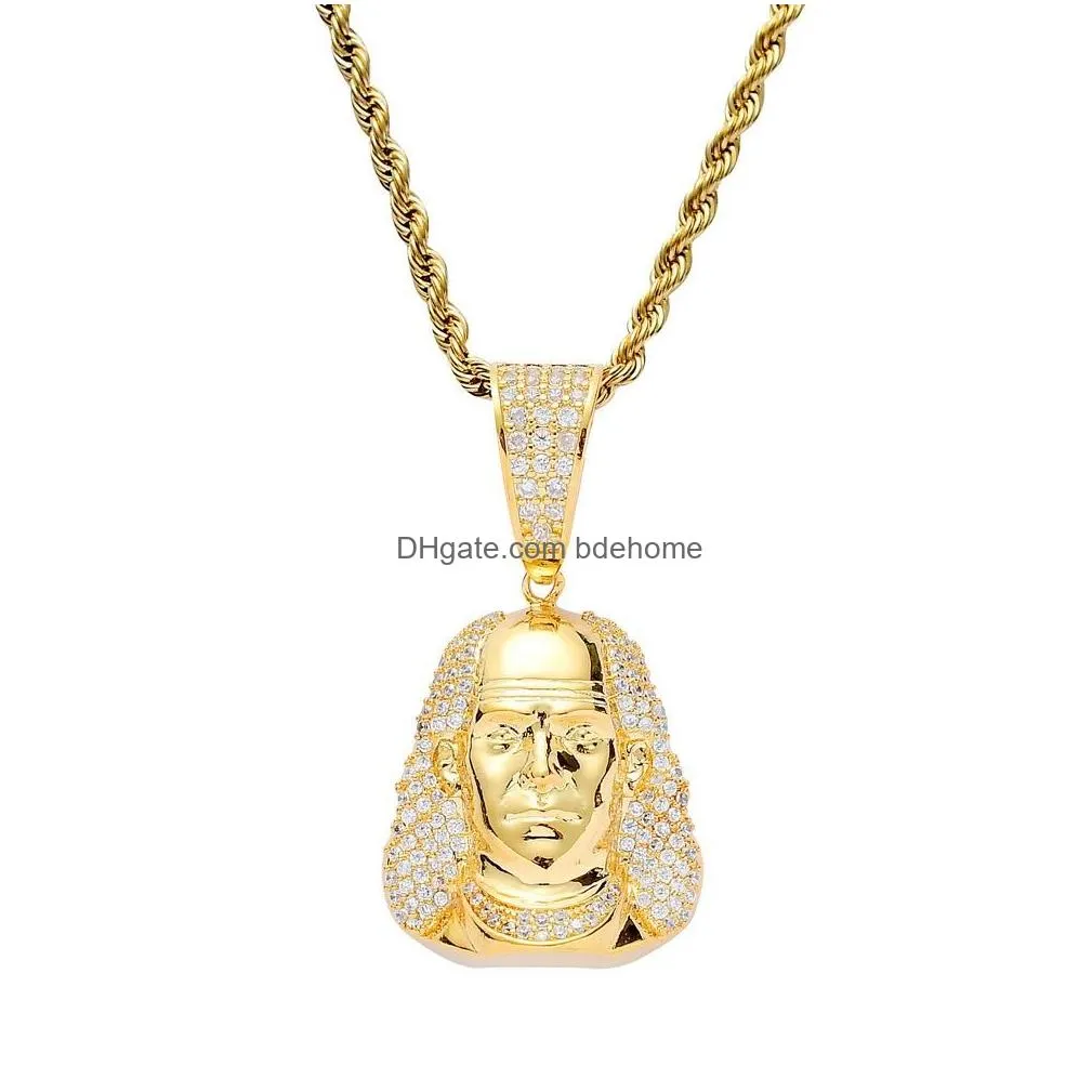 designer gold cz cubic zirconia blingbling franklin portrait pendant necklace mens hip hop iced out diamond rapper jewelry gifts for