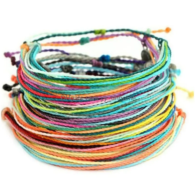  fashion handmade waterproof wax rope woven vsco girl lucky friendship bracelet colorful rainbow boho braided anklet for women and