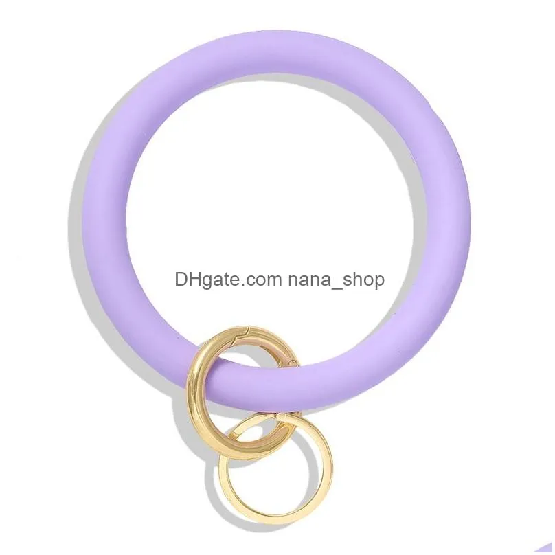 new designer keychains silicone cute candy color sports bangle bracelet keyring circle key ring keychain wristlet for women girls