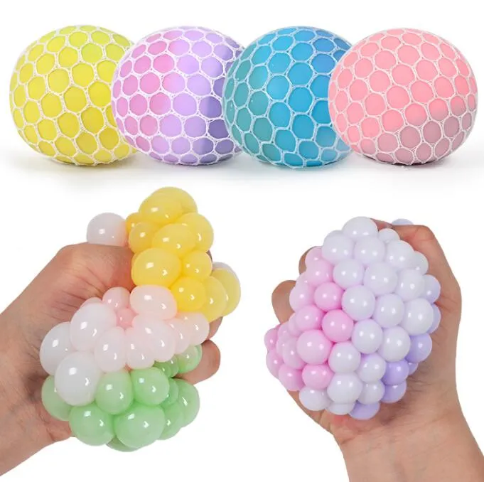 grape mesh stress relief ball sensory fidget toys squishy star stress balls for kids and adults stretchy squeeze ball squish toys for anti stress relax improve focus 6cm