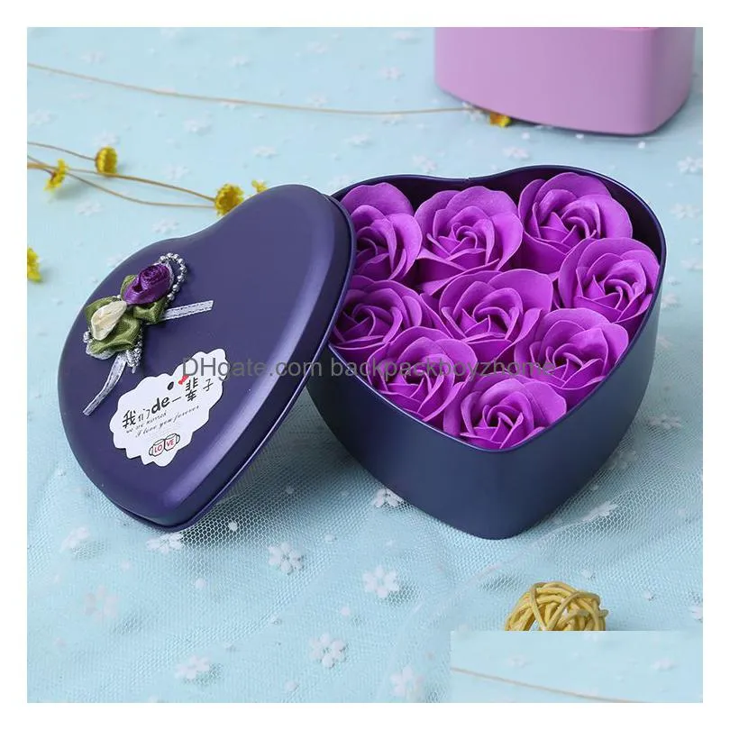 valentines day gift 9 rose soap flowers party favor scented bath body petal foam artificial flower diy home decoration