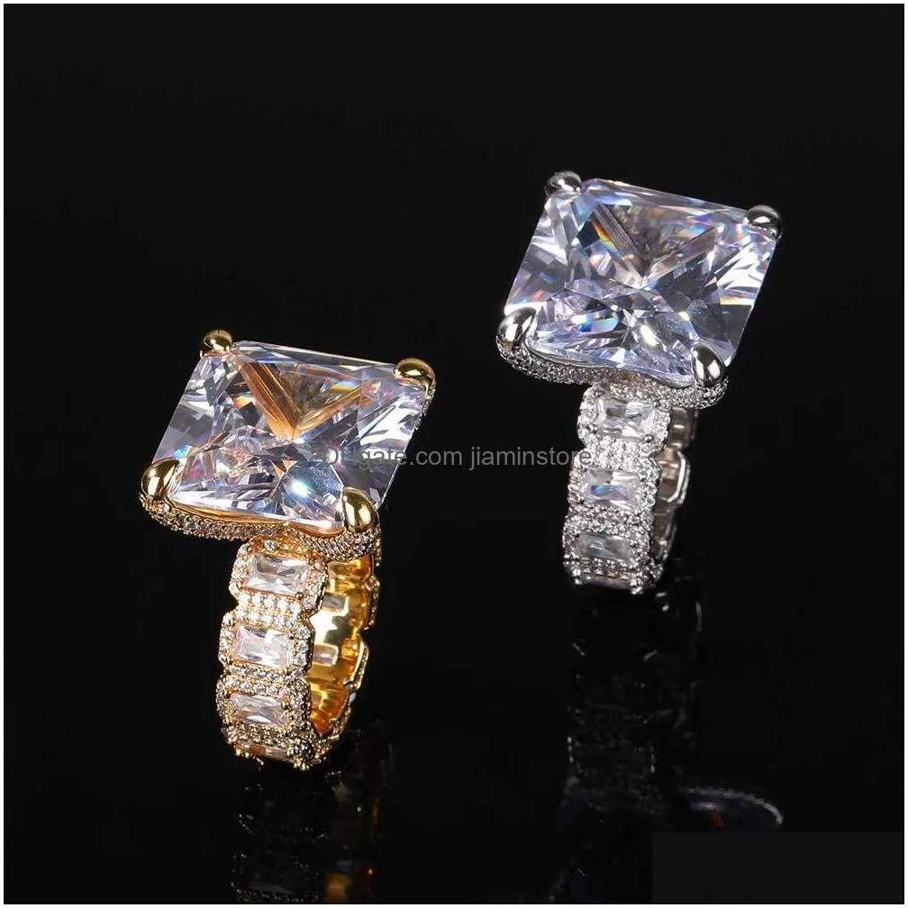 hip hop casting rings with side stones t big crystal zircon men women finger wedding gift