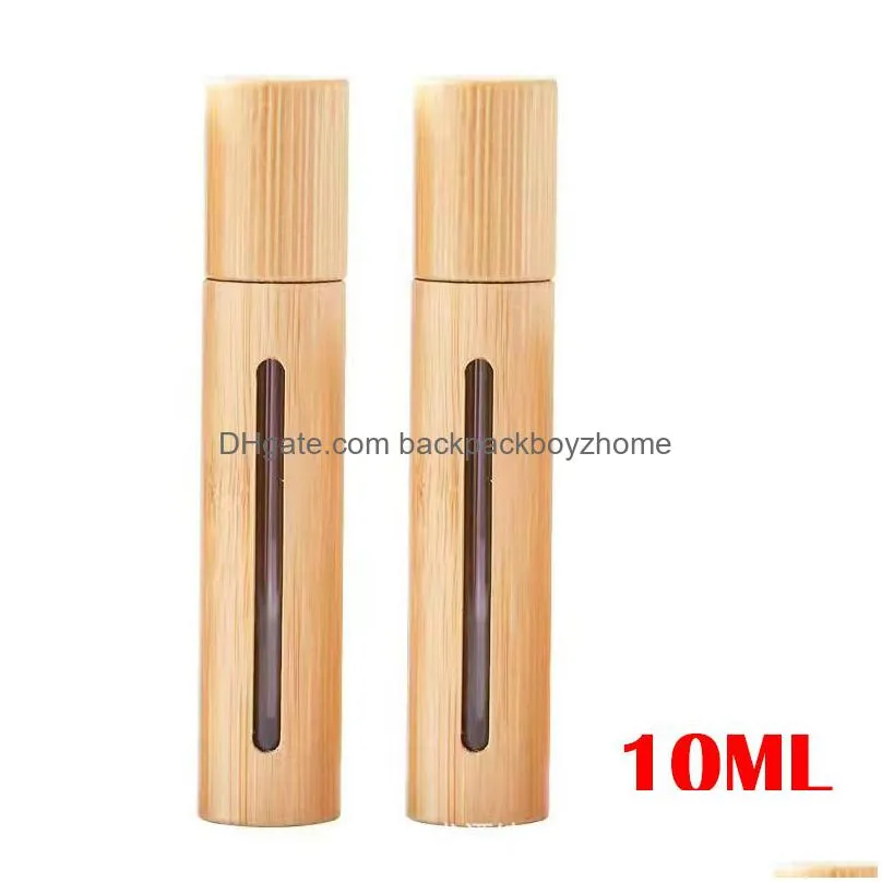 5ml bamboo roll on bottle open window creative glass essential oil bottles mini cosmetic empty bottling packaging bottles perfume