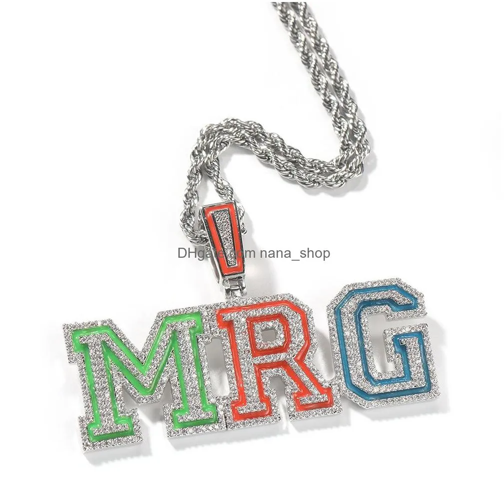 luminous retro pendant necklaces az custom letters topbling hip hop jewelry for men and women