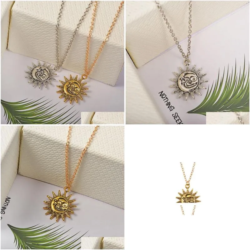 pretty sun pendant necklace long sweater chain necklace choker necklaces sun moon necklace