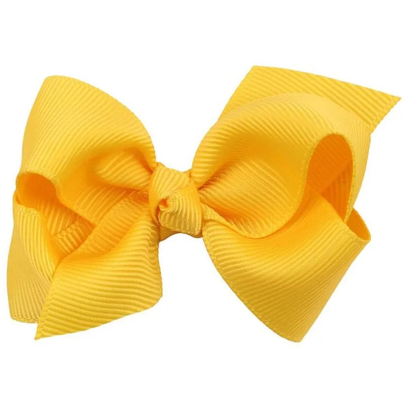 85pcs/lot 3.33.5 ribbon bows with clip solid color baby hair bow boutique hair accessories girls hair clips 4.5cm