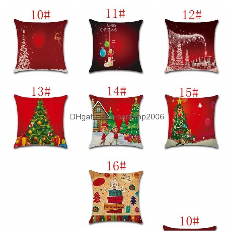 red christmas cushion cover pillowcase home linen christmas pillow cover 18x18 inch xmas tree santa claus print pillow cover dbc