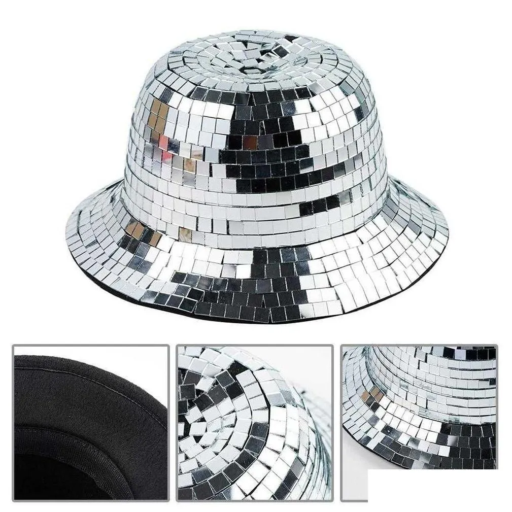 party hats glitter mirror disco bucket full sequin ball for dj club bar uni festival visor beach fisherman l221012