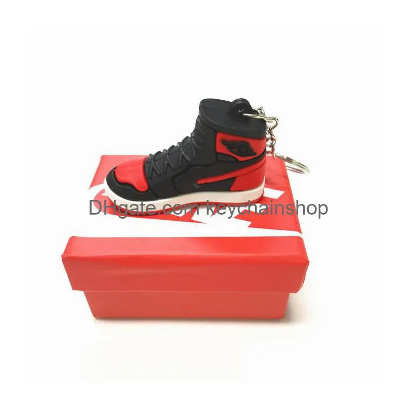 wholesale designer mini silicone sneaker keychain with box for men women kids key ring gift shoes keychains handbag chain basketball shoe key