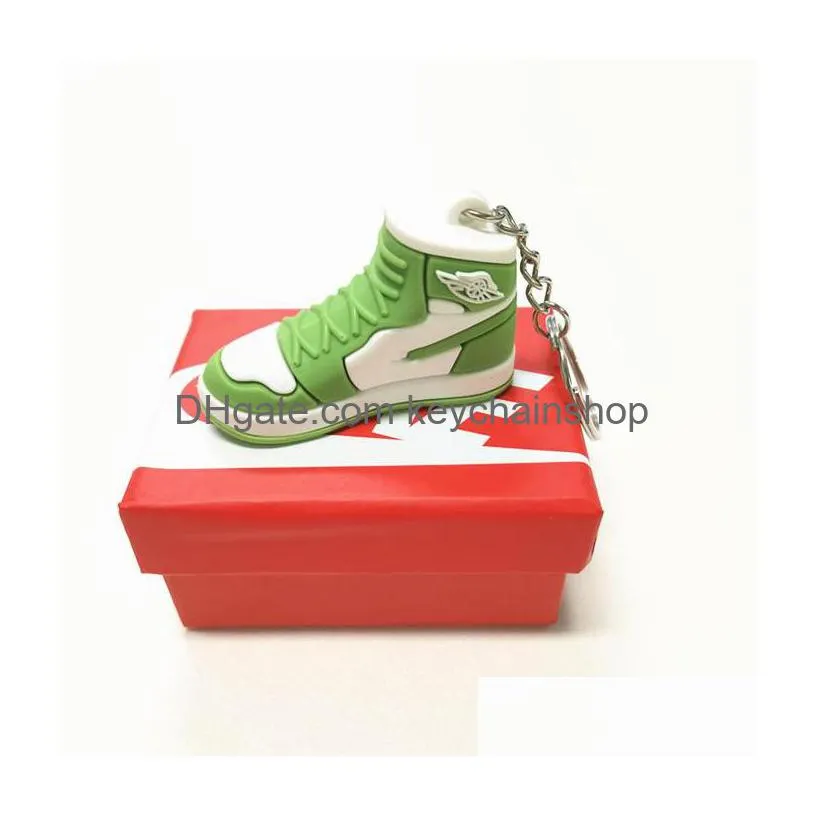 wholesale designer mini silicone sneaker keychain with box for men women kids key ring gift shoes keychains handbag chain basketball shoe key