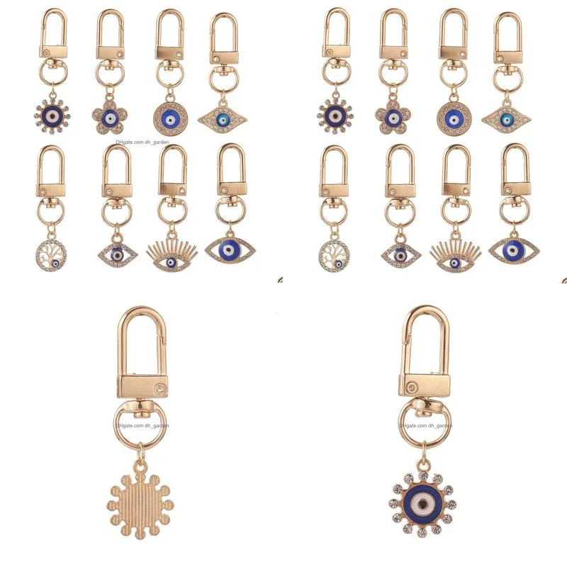 turkish evil eye charm keychains lucky painting blue mini key chain keyring for men women car key pendant