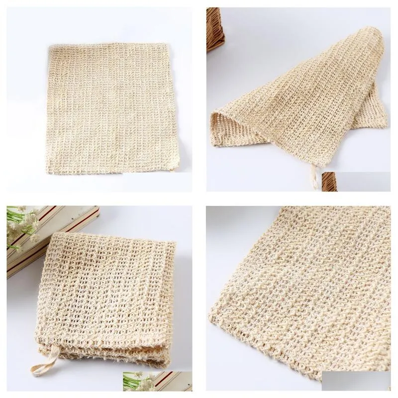 100% nature sisal cleaning towel for bath body exfoliating linen sisal wash cloth 25x25cm shower washcloth sisal linen fabric