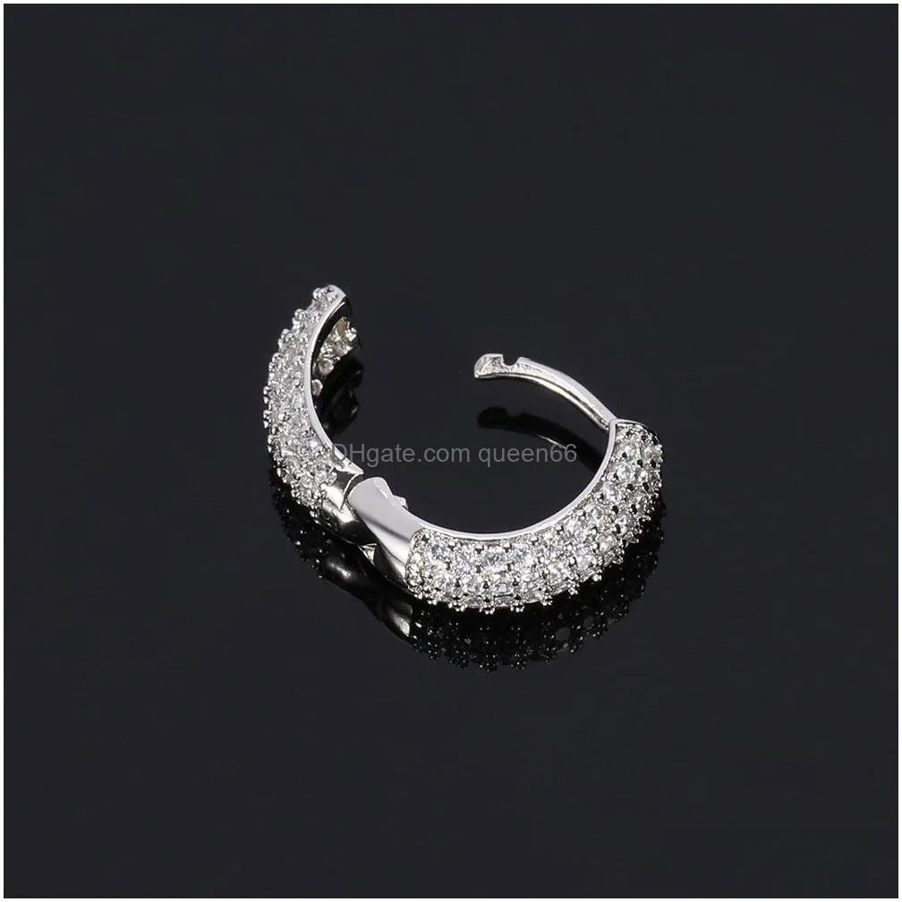 zircon hip hop hoop earrings 18k gold plated bling for men women wholesale gift jewelry