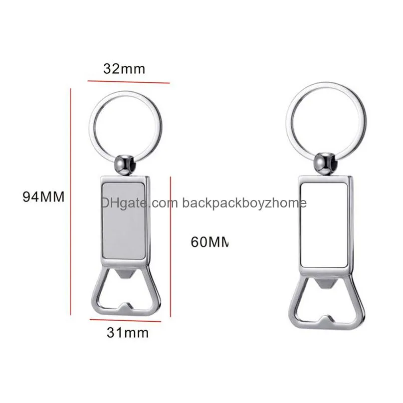 heat transfer beer bottle opener keychain pendant metal sublimation blank corkscrew diy portable kitchen tool