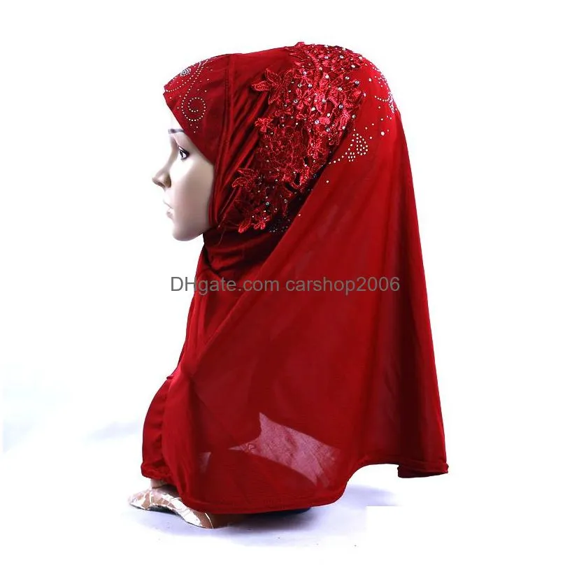 islam mask muslim headscarf high quality fashion silk drill long scarf woman summer national wind cover vf0011