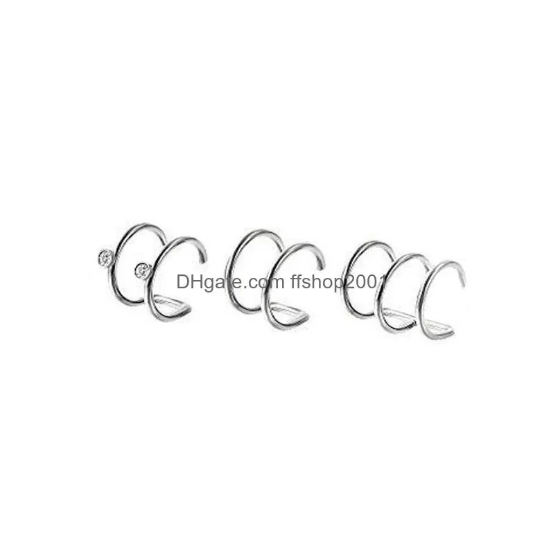 6 pairs/set hip hop non piercing ear clip earrings stainless steel earrings jewelry set wholesale