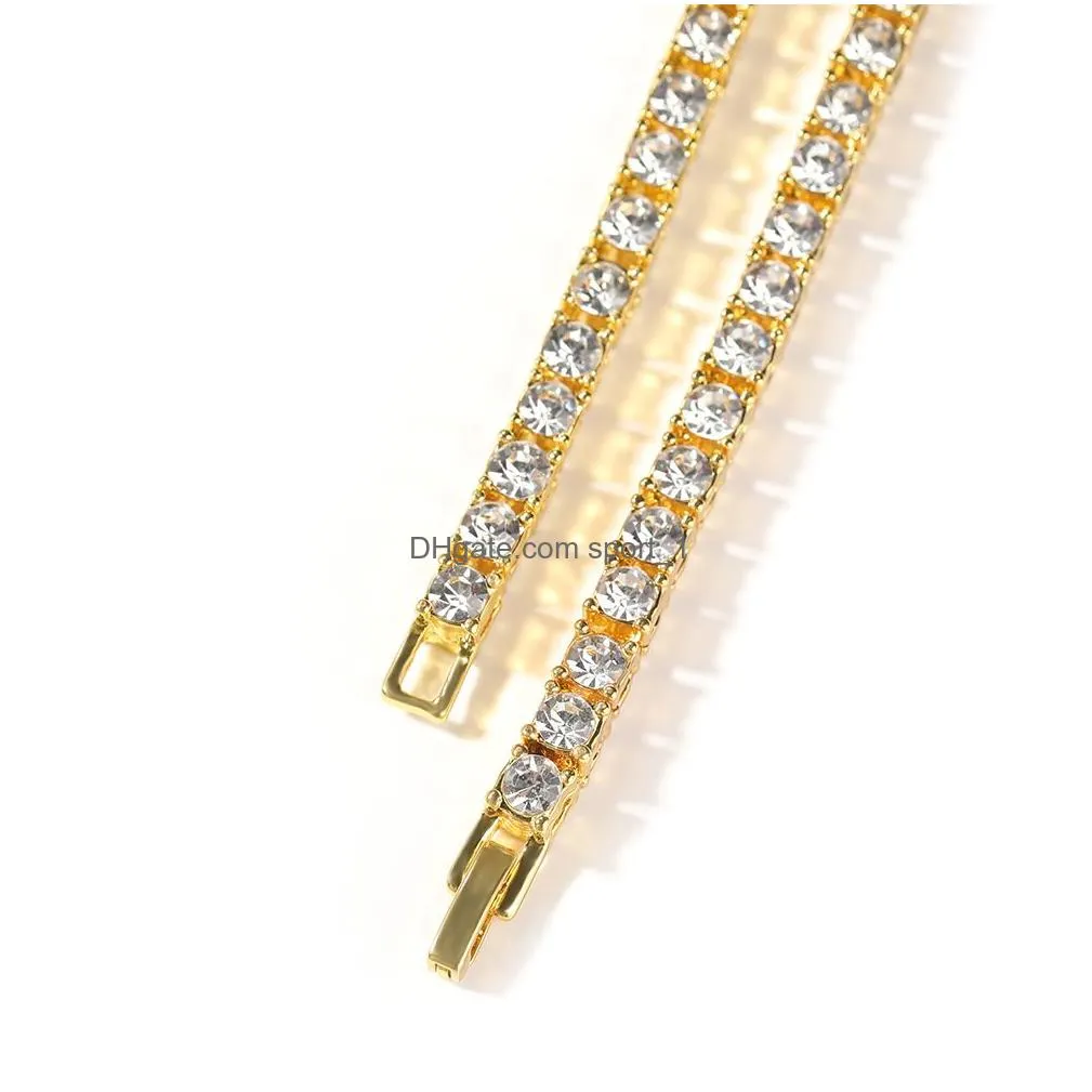 icedout cz diamond gold tennis chains hip hop fashion jewelry for men. available in 3mm 4mm and 5mm sizes.