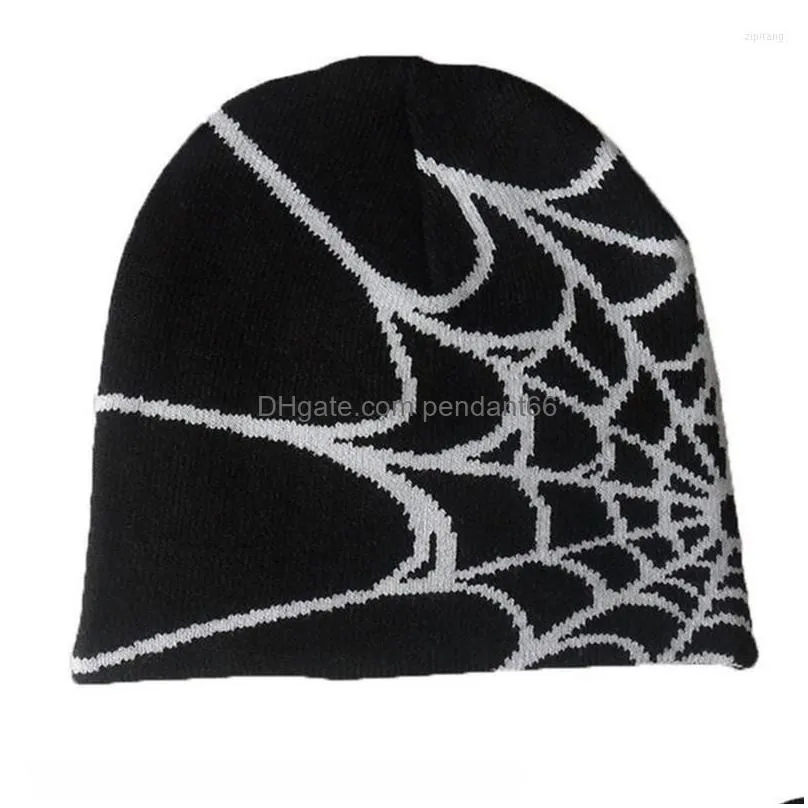 berets y2k beanie spider web hat knit skullies baggy slouchy skull