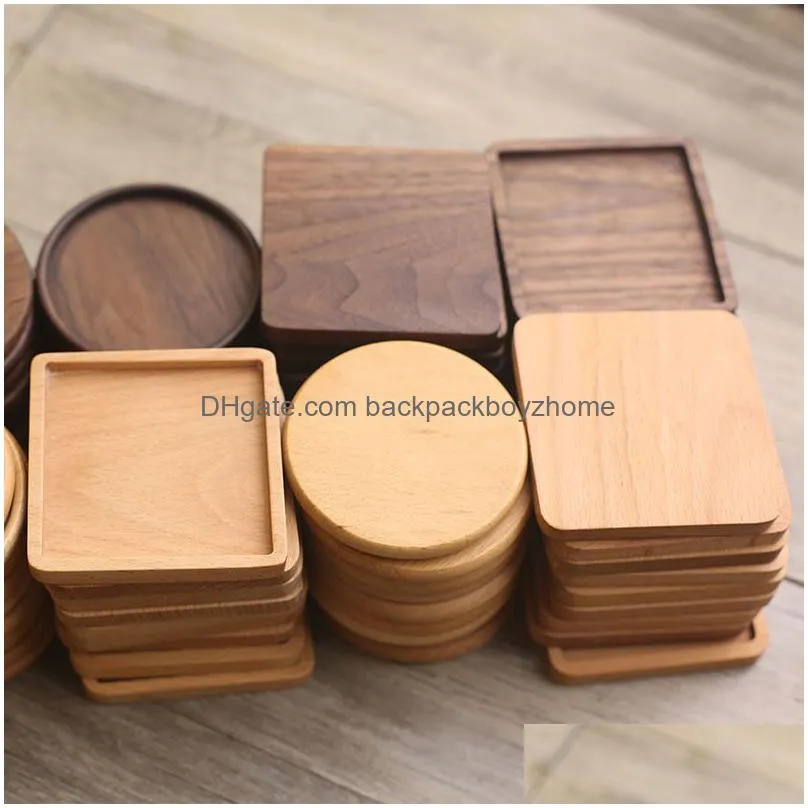 wooden coasters black walnut coffee tea cup mats wooden cup mat bowl pad teapot drink coasters home bar tools dhs