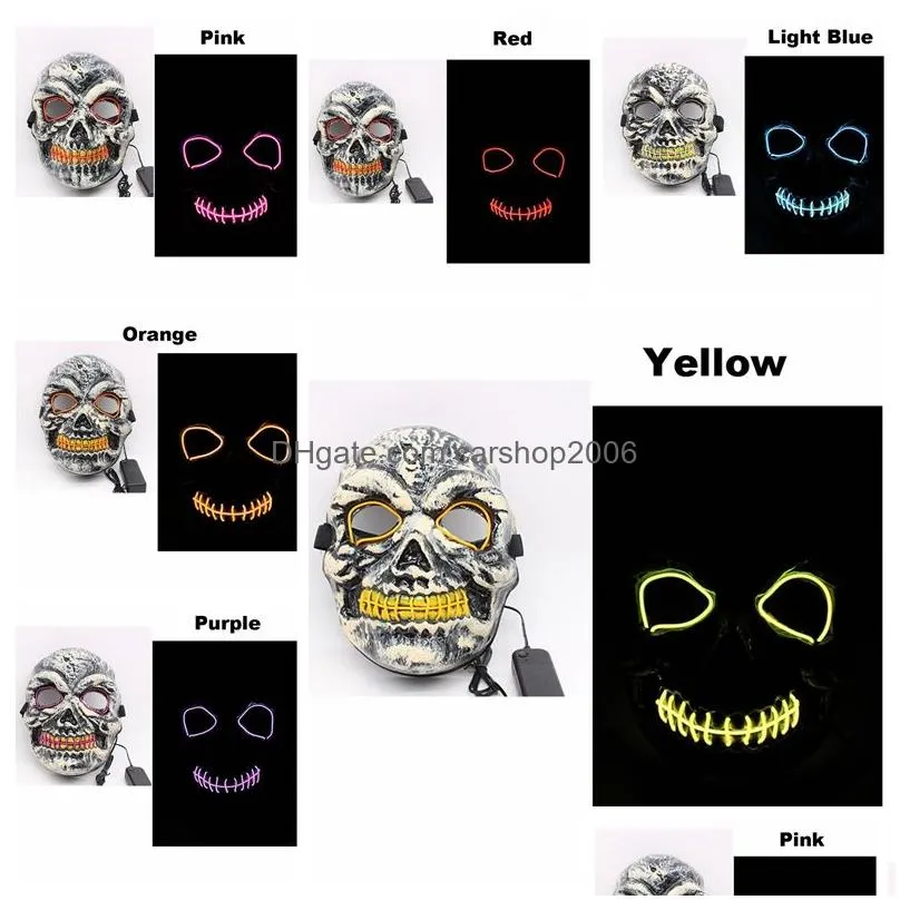 halloween el wire glow skull mask skull face mask glowing in the dark horror mask adjustable flashing halloween party masks dbc vt0725