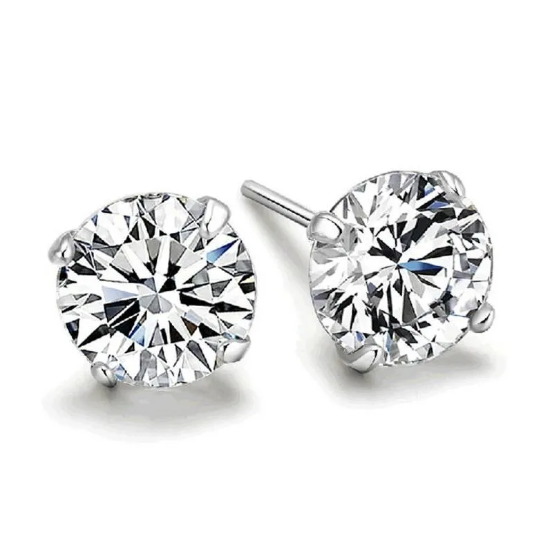 925 sterling silver stud earrings luxury crystal zircon stud earrings for men women elegant noble earring jewelry high quality