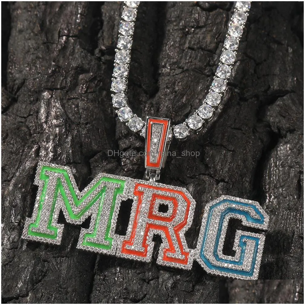 luminous retro pendant necklaces az custom letters topbling hip hop jewelry for men and women