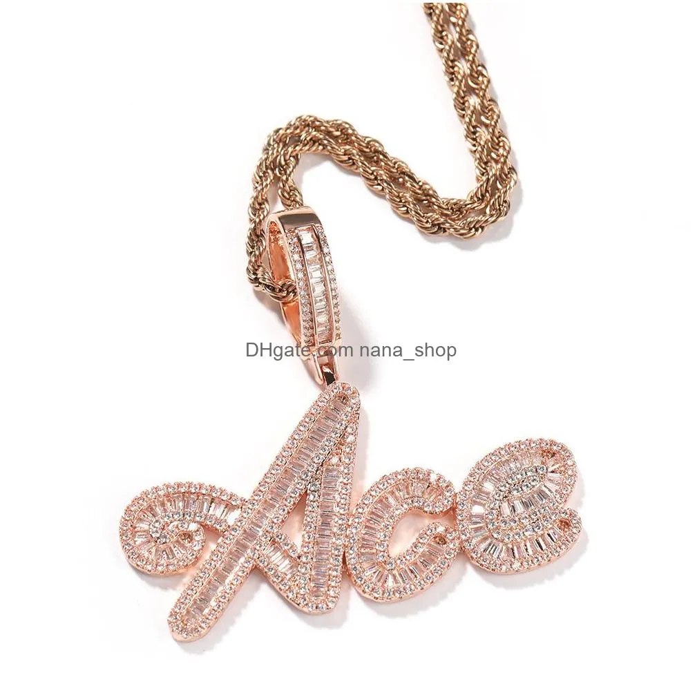 customizable hip hop letter necklace rose gold silver pendant jewelry for personalized style