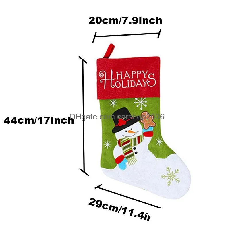 christmas ornament christmas stocking gift bag snowman santa deer print christmas sock xmas decoration candy bag party supplies dbc