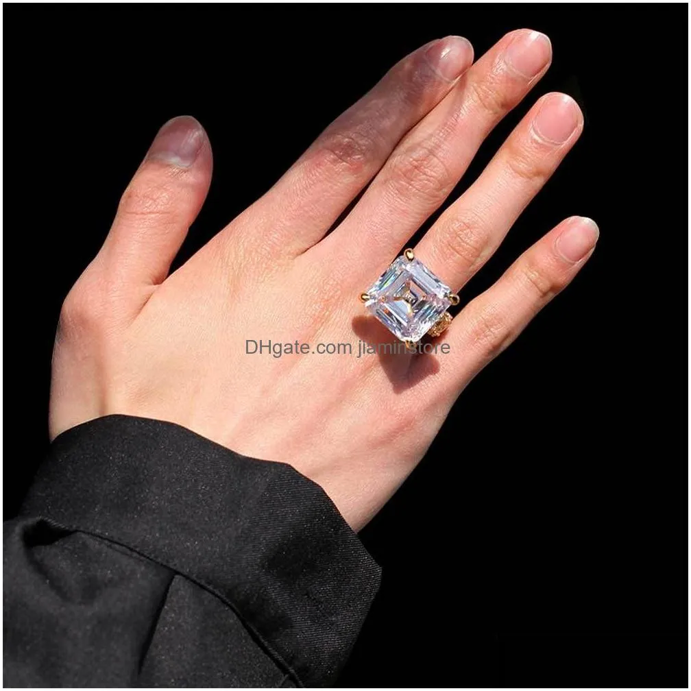 hip hop casting rings with side stones t big crystal zircon men women finger wedding gift