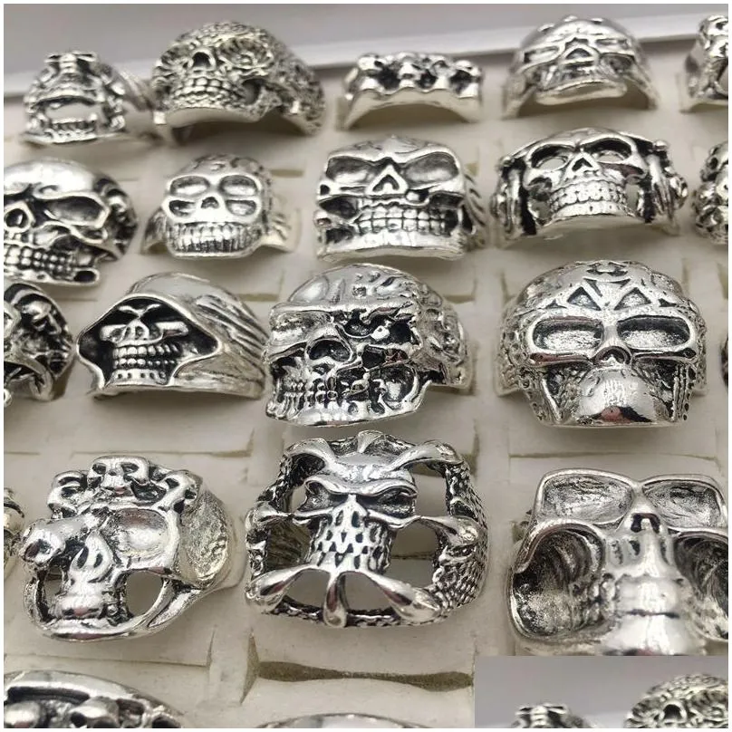  skull rings gothic steam punk finger ring mixed style silver plated hiphop charm jewelry for men and women fashion gifts