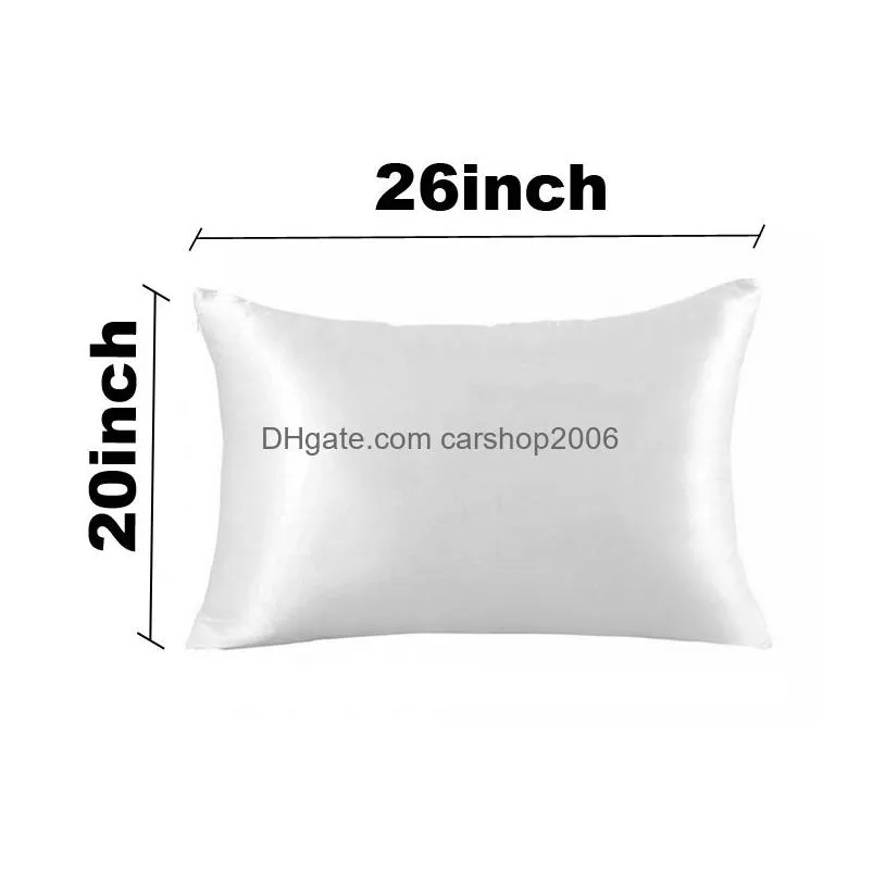 20x26inch silk satin pillowcase home multicolor ice silk pillow case zipper pillow cover double face envelope bedding pillow cover