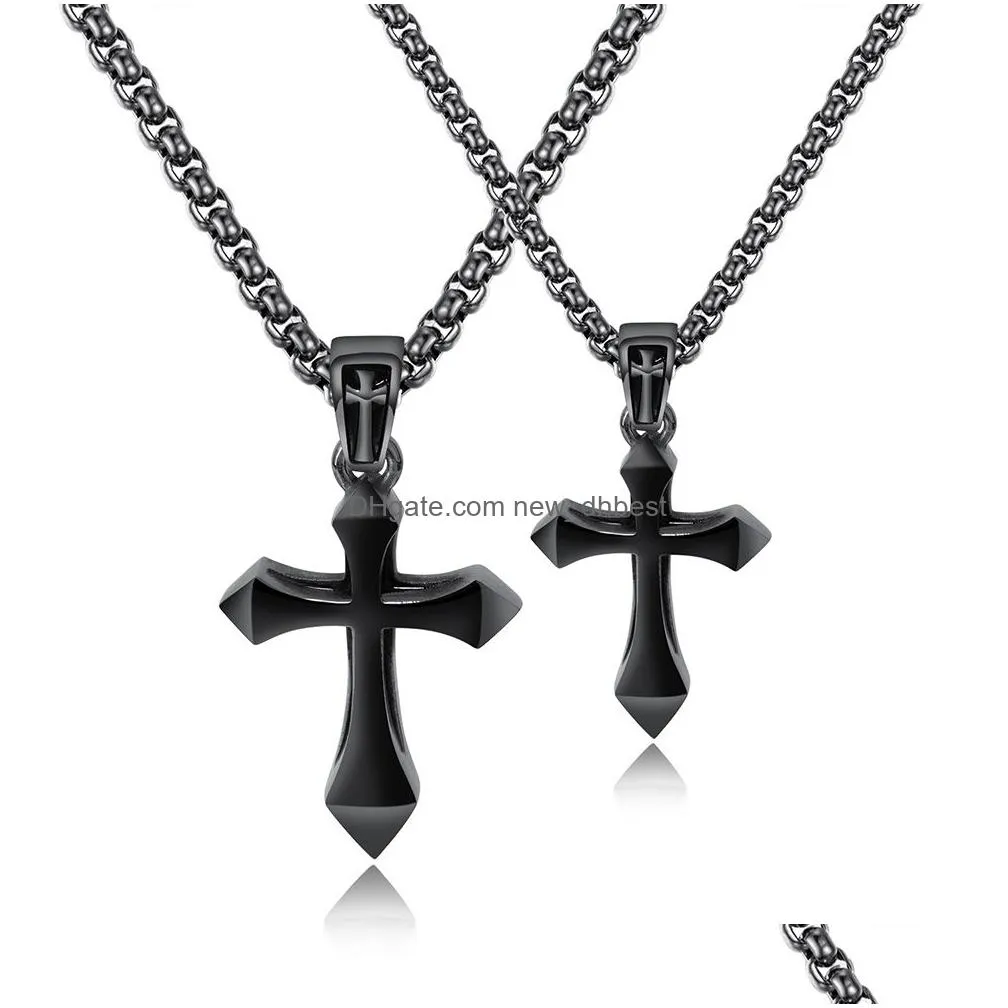 charm cross titanium steel pendant necklace stainless steel pendants men women lover gift couple religious jewelry