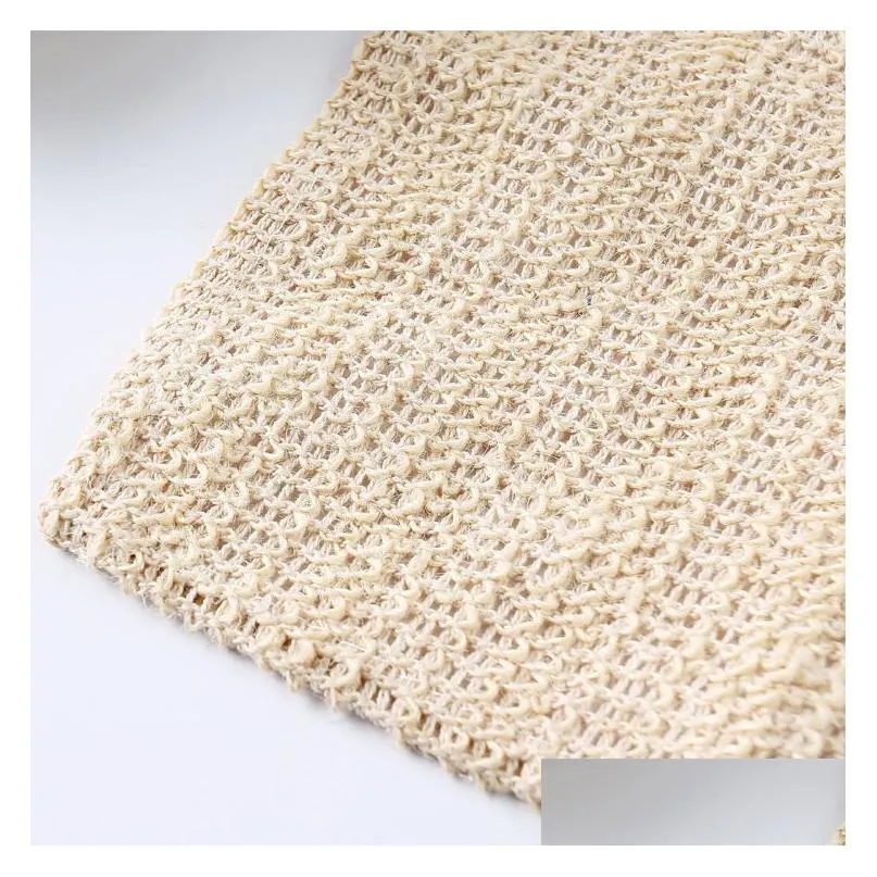 100% nature sisal cleaning towel for bath body exfoliating linen sisal wash cloth 25x25cm shower washcloth sisal linen fabric