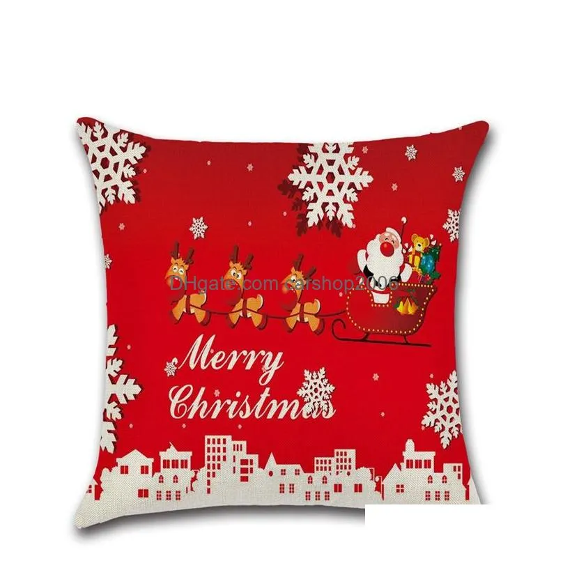 red christmas cushion cover pillowcase home linen christmas pillow cover 18x18 inch xmas tree santa claus print pillow cover dbc