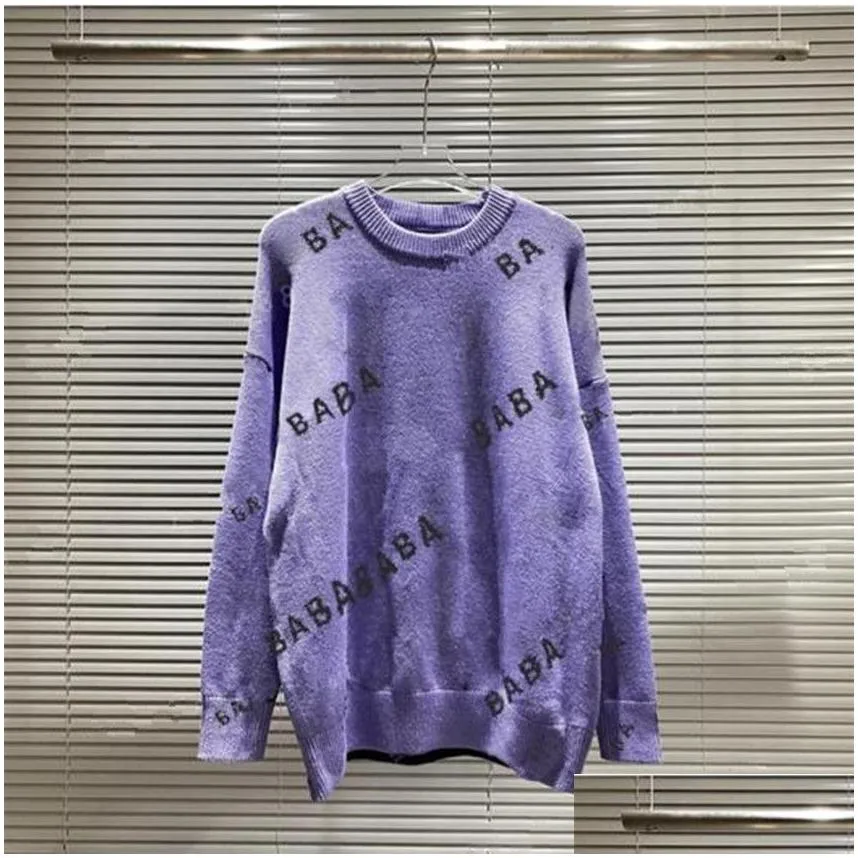 designer sweater man for woman knit crow neck womens fashion letter black long sleeve clothes pullover oversized blue top 20ss