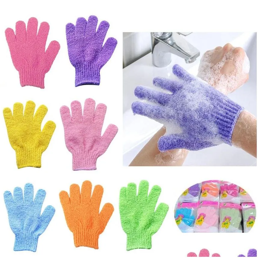 exfoliating bath gloves scrubbers for shower body massage double sided scrubber mitts glove dead skin cell remover sponge wash skins moisturizing spa foam 13